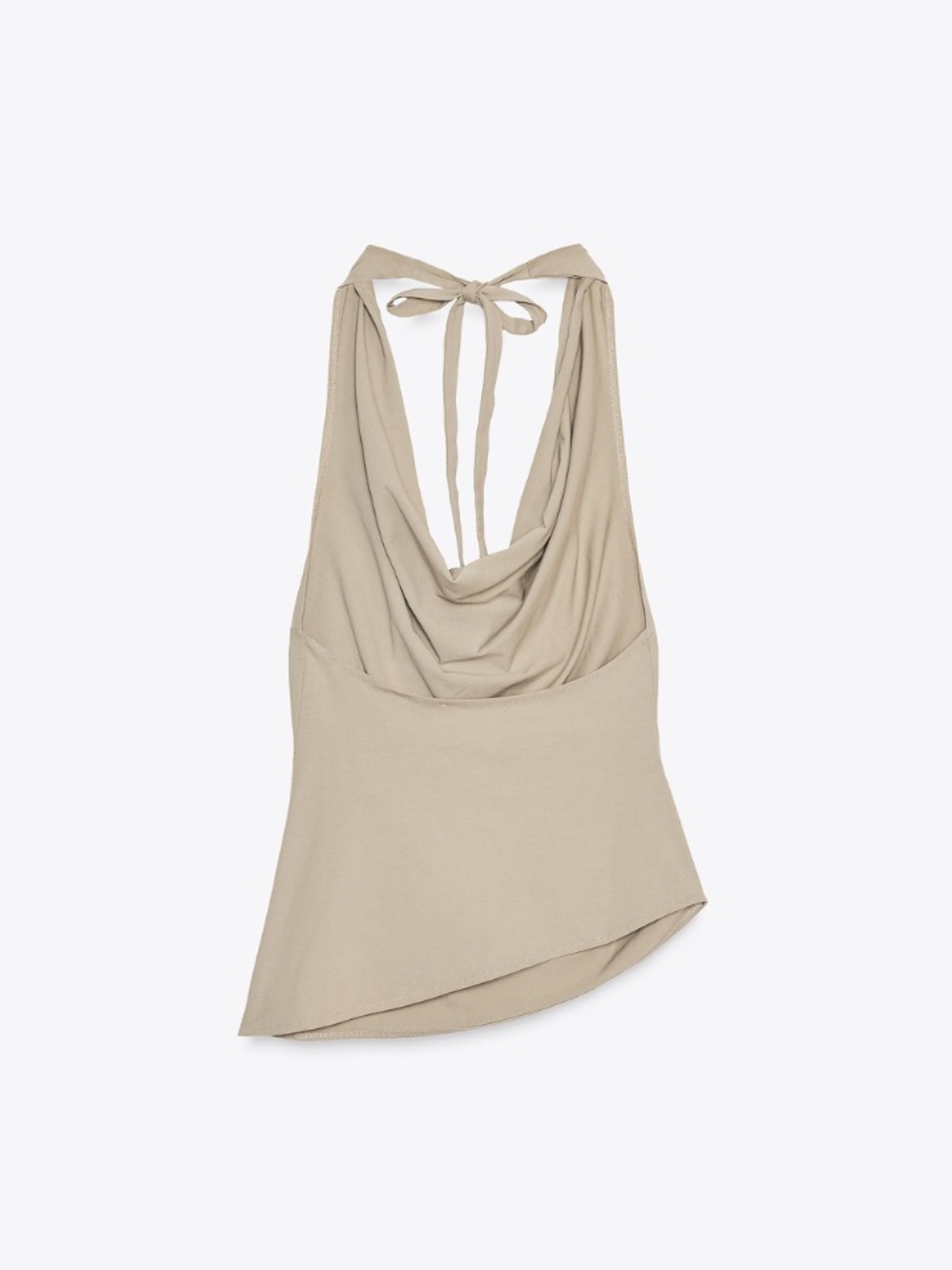 ZARA Beige Taupe Draped Halter Cowl-Front Tank